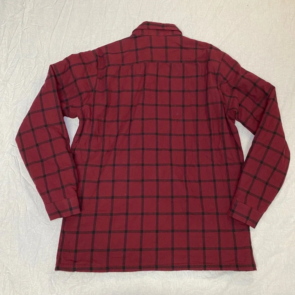 Eddie Bauer Shirt Jacket Mens TL Red Plaid‎ Flannel Fleece Lined Zip